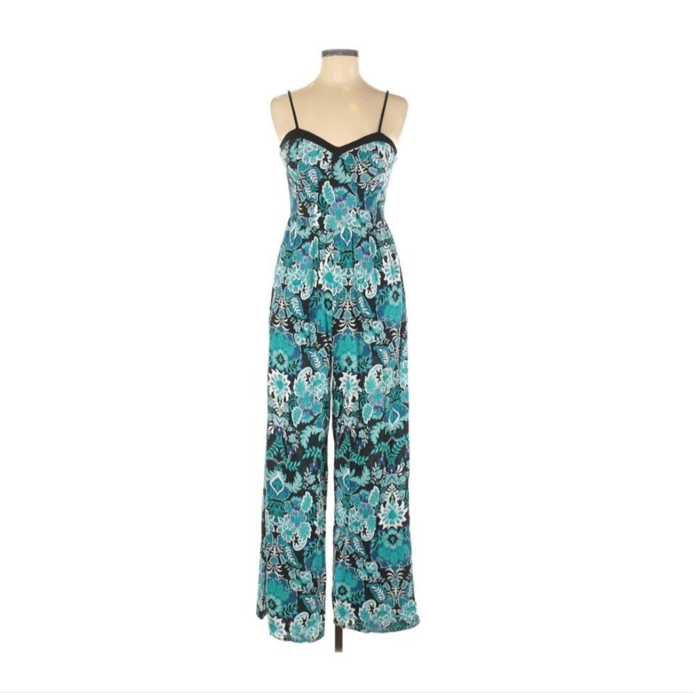 Xhilaration Teal Floral Romper Jumpsuit